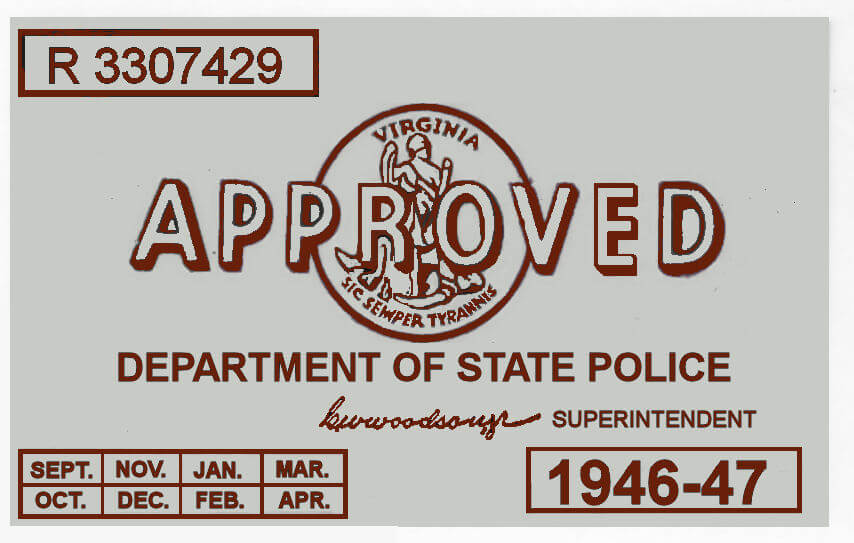 (image for) 1946-47 Virginia INSPECTION STICKER